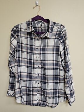 Kuhl Lexi Womens Shirt Sz M Tencel Long Sleeve 8030 Plaid Hiking Button Down Top